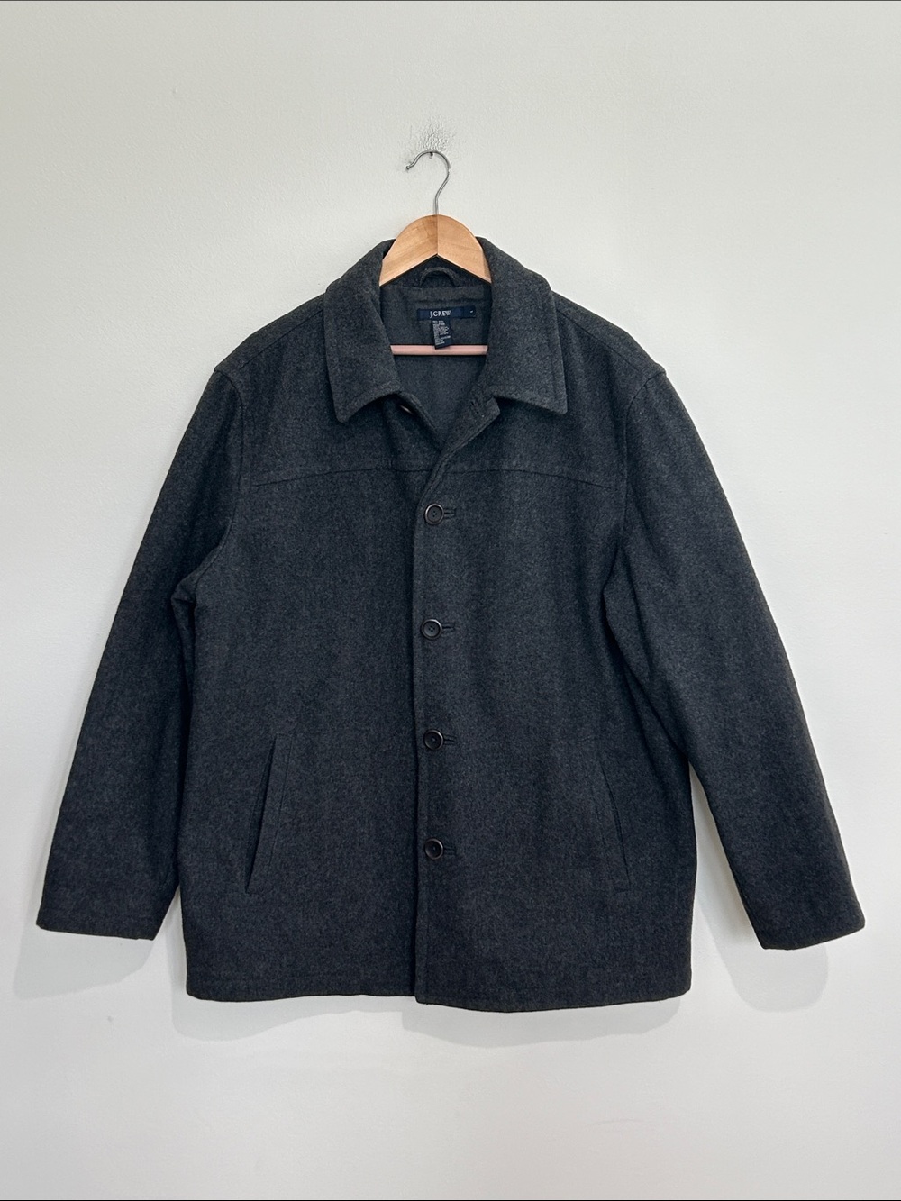 J. Crew Men’s Charcoal Gray Wool Pea Coat Size Large EUC